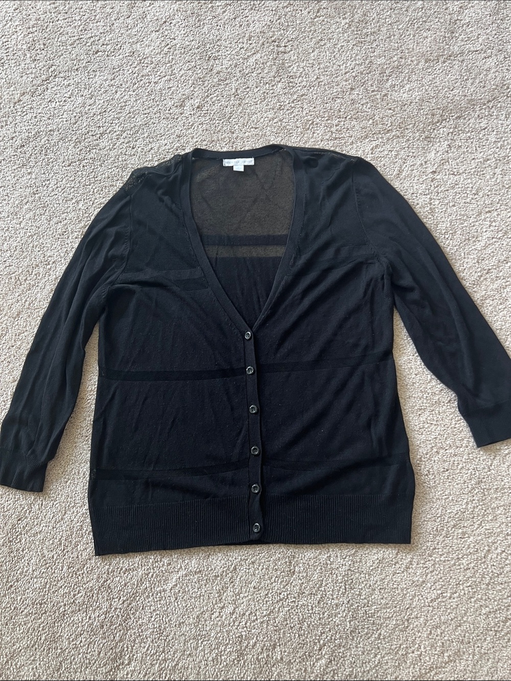 New York & Company Black V-Neck Button Cardigan